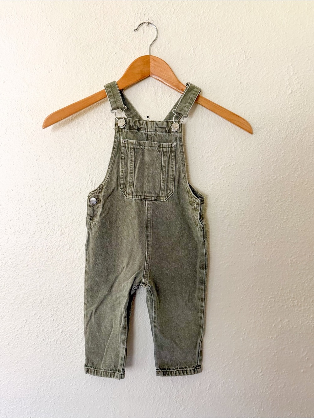 Zara Dusty Sage Green Cotton Overalls,